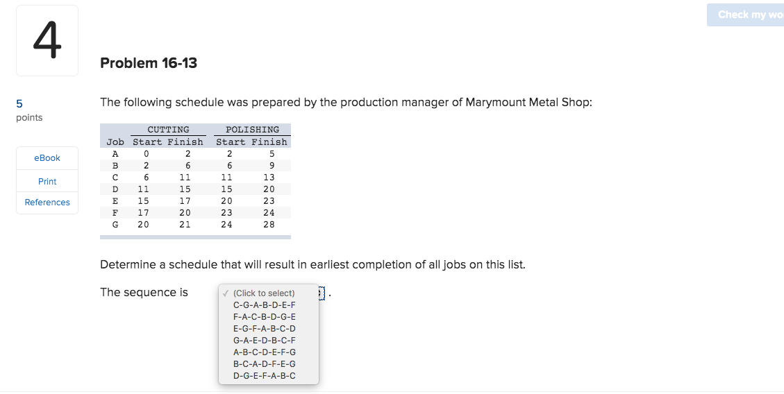 Check my wo Problem 16-13 The following schedule