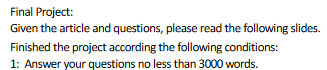 Final Project: Given the article and questions,