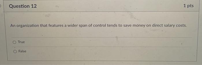 D Question 12 An organization that features a