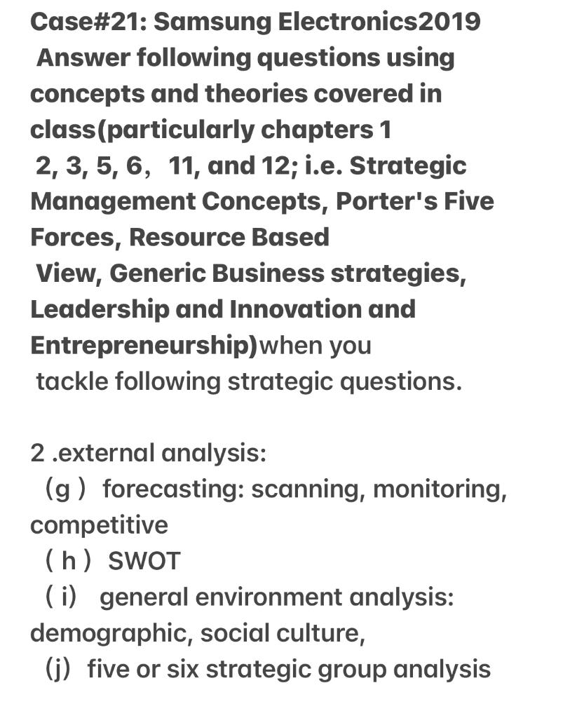 1 Case#21: Samsung Electronics 2019 Answer