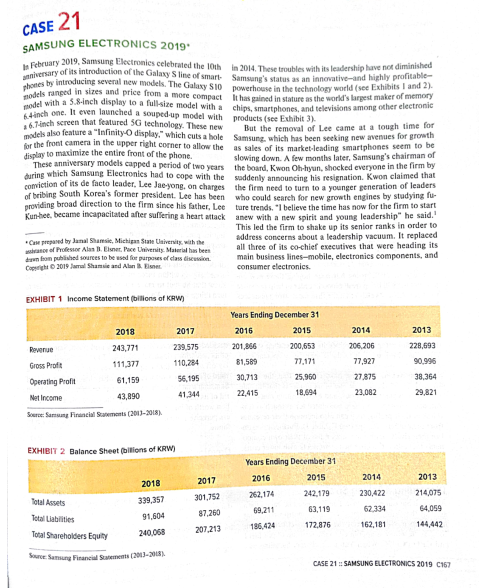 1 Case#21: Samsung Electronics 2019 Answer