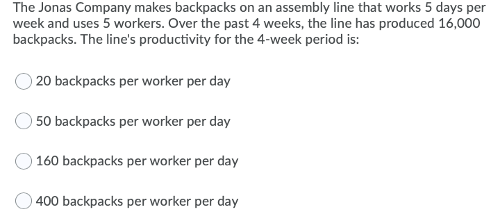 The Jonas Company makes backpacks on an assembly