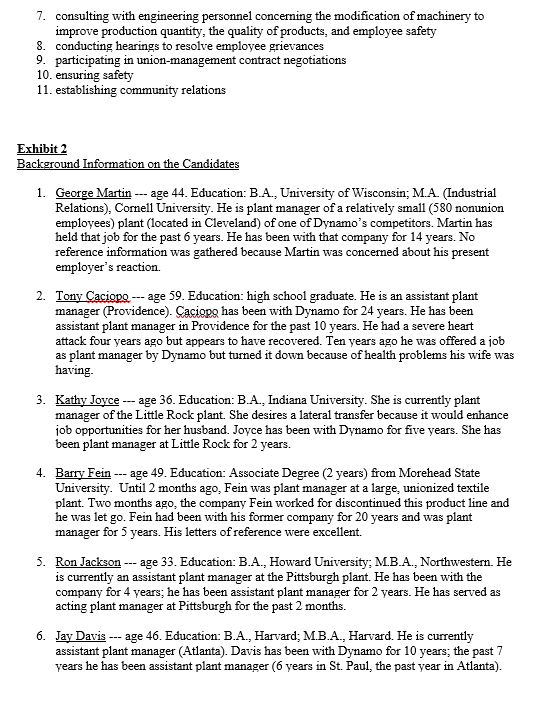 Situation: Dynamo Industries is a medium sized