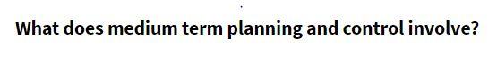 What does medium term planning and control involve
