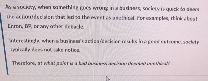 As a society, when something goes wrong in a