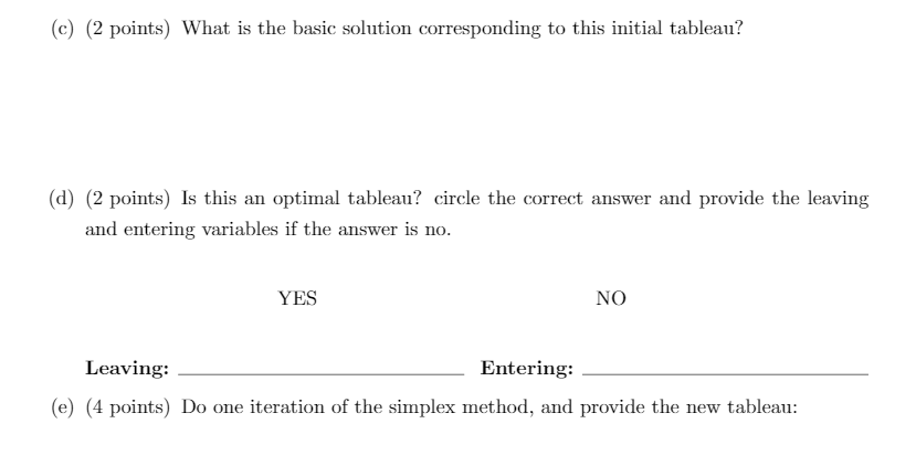3. Consider the following linear programming
