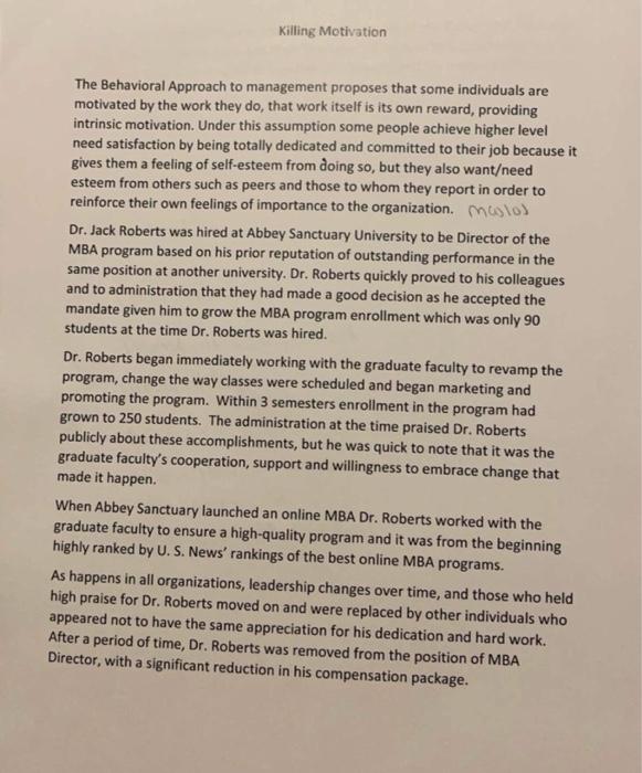 Killing Motivation The Behavioral Approach to