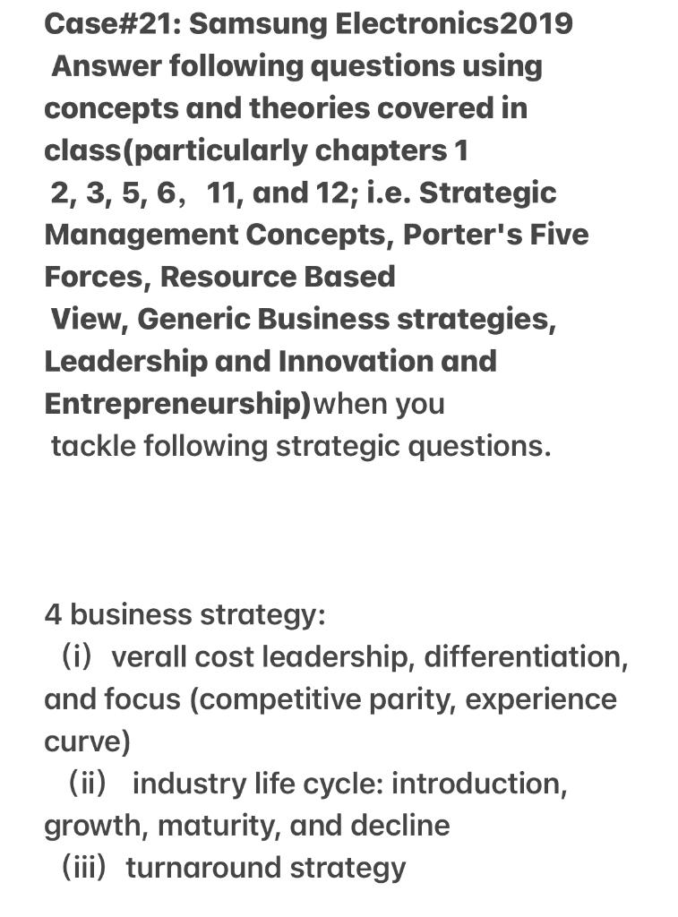 Case#21: Samsung Electronics 2019 Answer