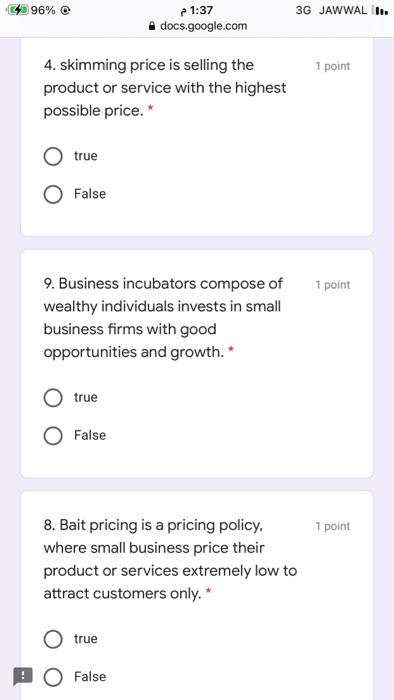 ?? 96% 3G JAWWAL II. p 1:36 docs.google.com 10.