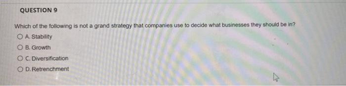 QUESTION 9 Which of the following is not a grand