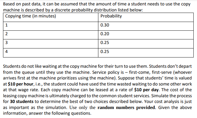 Please use the excel format to answer the