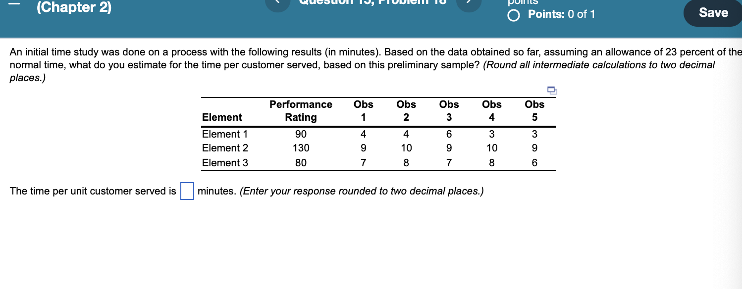 (Chapter 2) O Points: 0 of 1 Save An initial time
