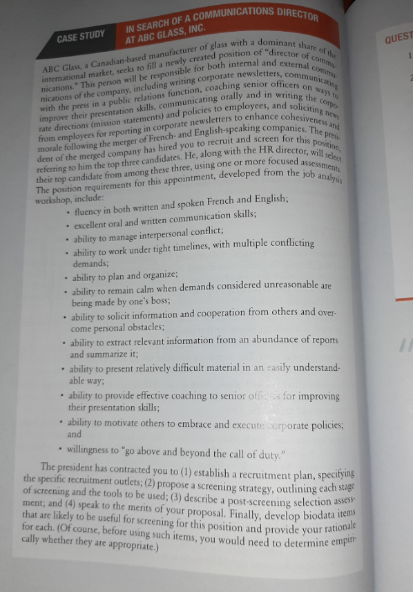 IN SEARCH OF A COMMUNICATIONS DIRECTOR ABC Glass,