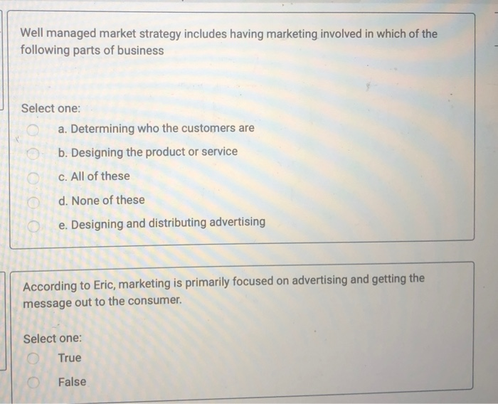 Well managed market strategy includes having