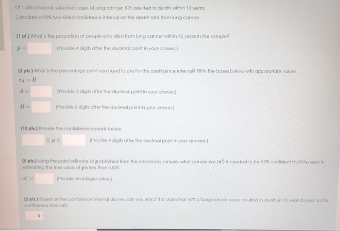 of 1500 randomly selected cases of lung cancer