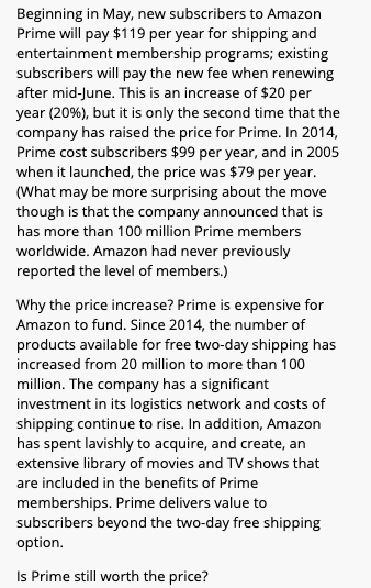 Beginning in May, new subscribers to Amazon Prime