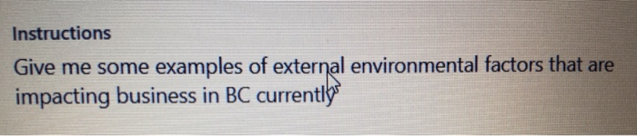 Instructions Give me some examples of external