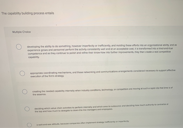 The capability building process entails Multiple