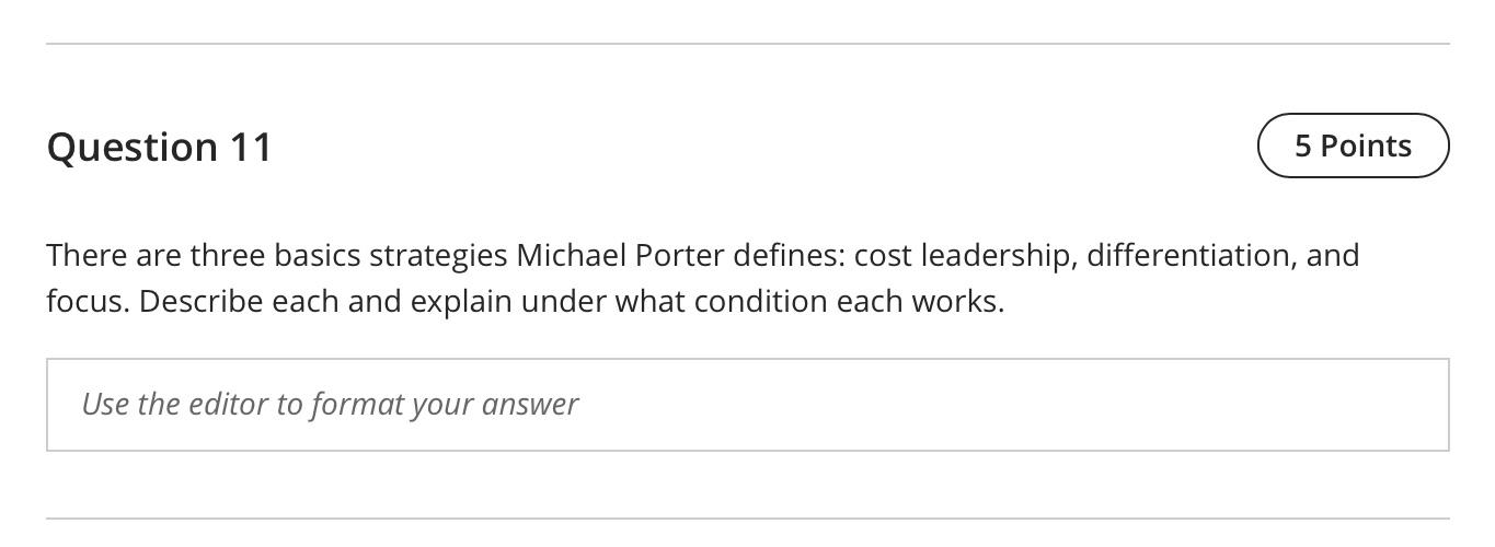 Question 11 5 Points There are three basics