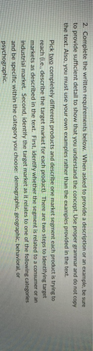 2. Complete the written requirements below. When