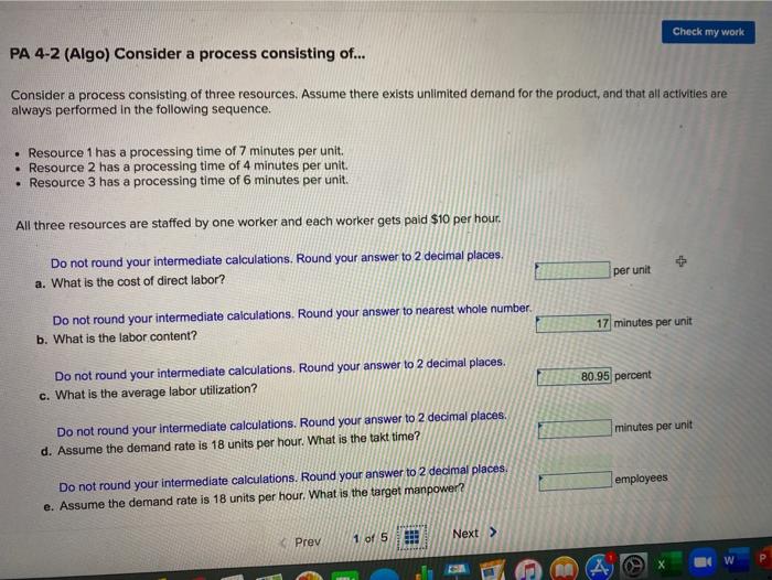 only need help with A, D, and E Check my work PA