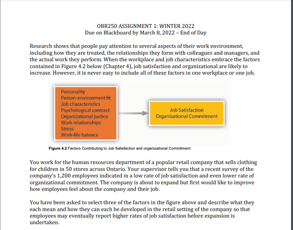 Your assignment includes the following