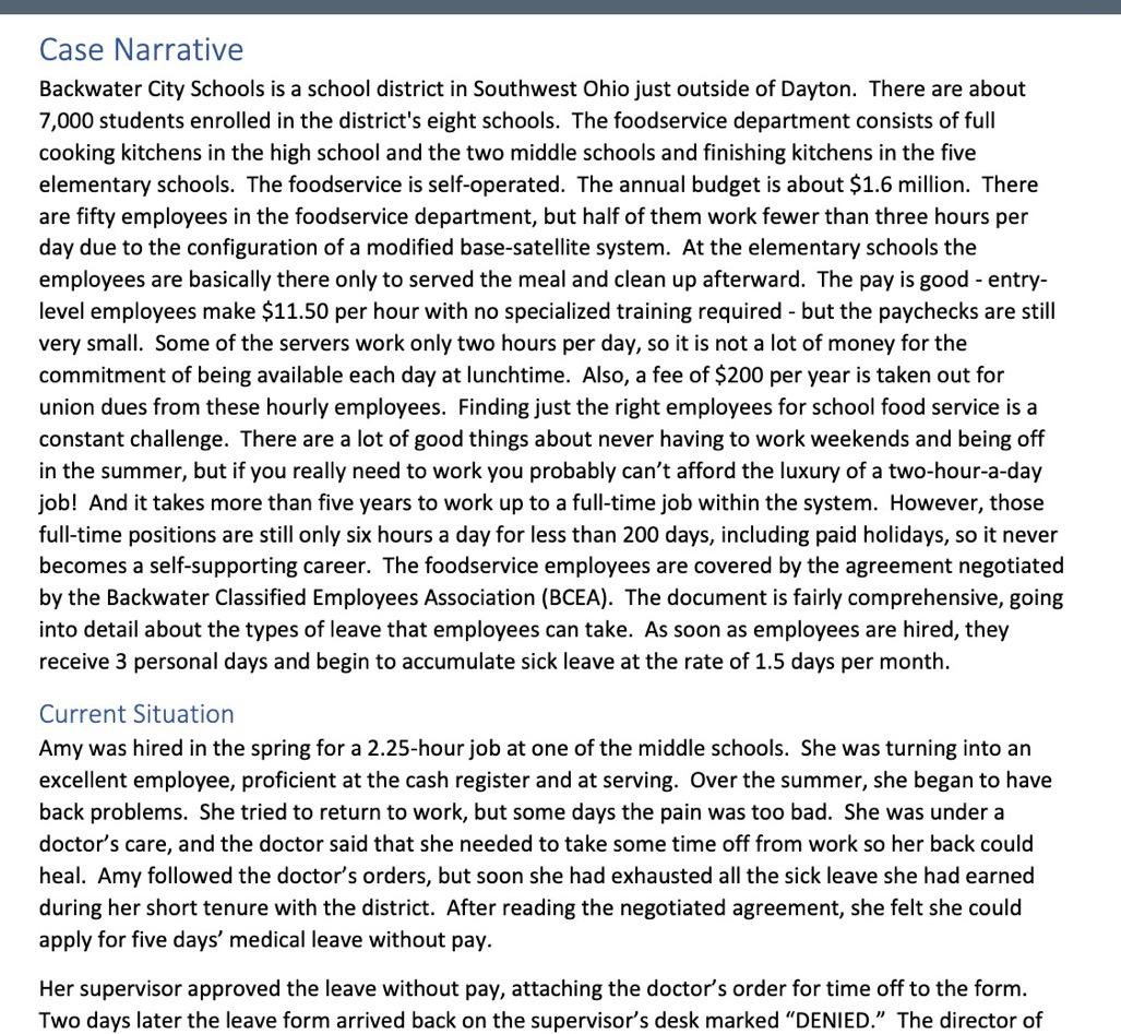 Case Study Question to Answer for Discussion: