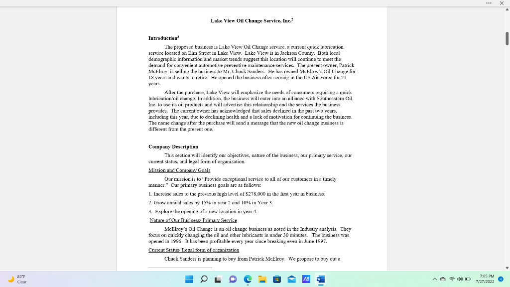 Evaluate the following business plan, identify