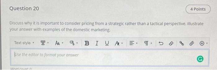 Question 20 4 Points Discuss why it is important