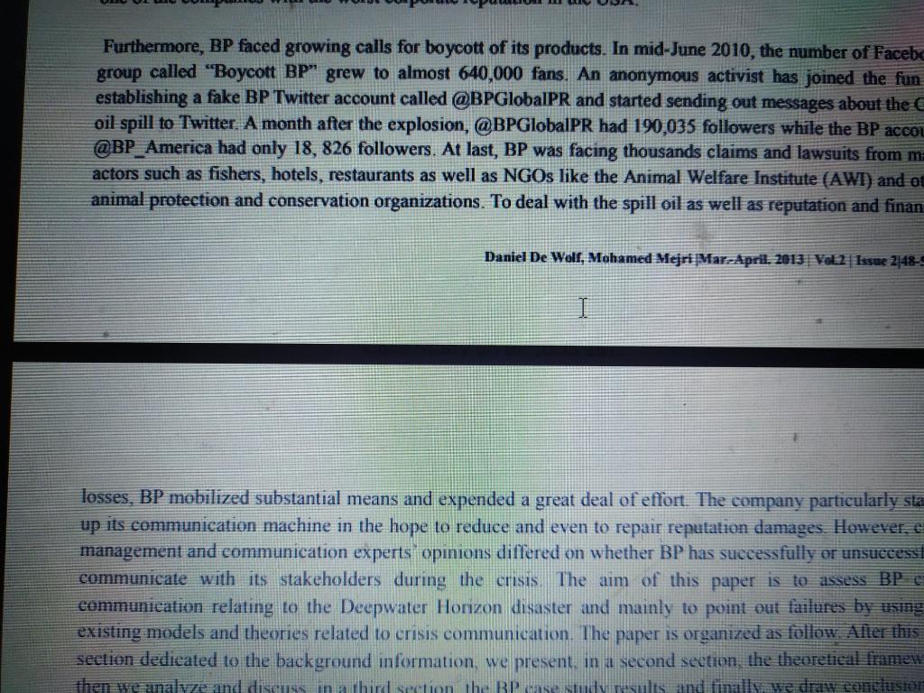 Q1. Once this kind of crisis took place, what