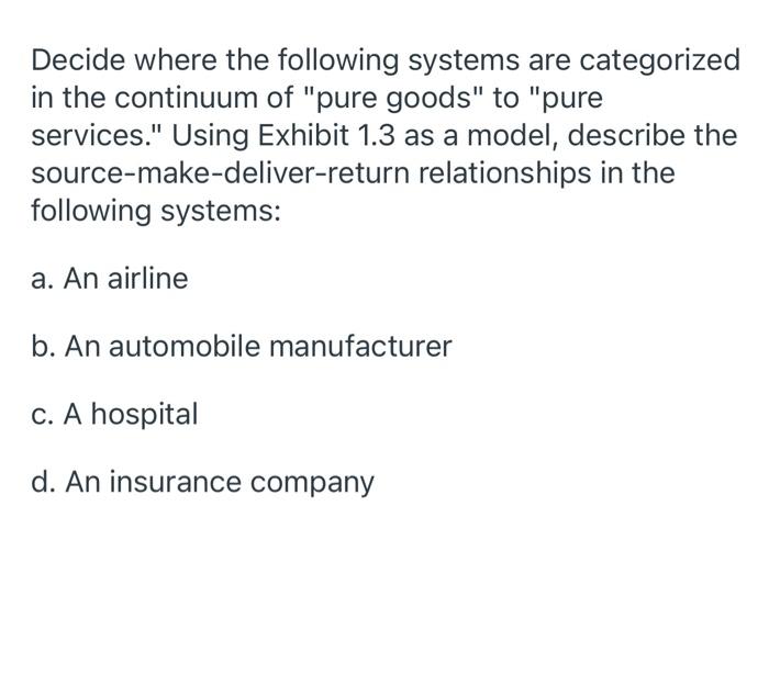 Decide where the following systems are