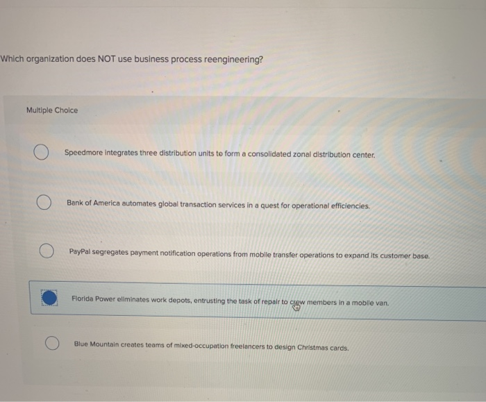 Which organization does NOT use business process