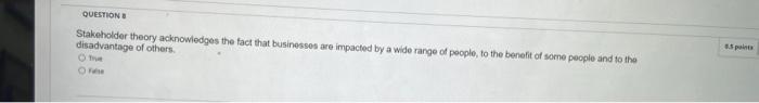 QUESTION B Stakeholder theory acknowledges the