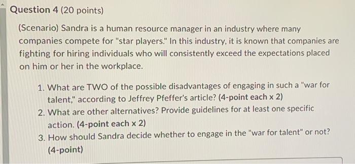 (Scenario) Sandra is a human resource manager in