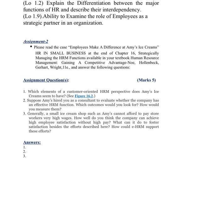 (Lo 1.2) Explain the Differentiation between the
