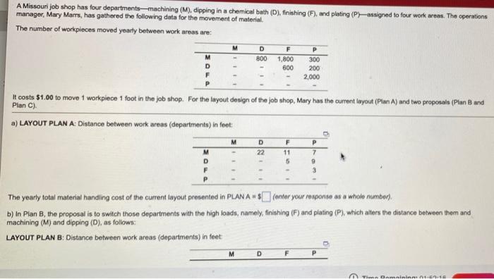 A Missouri job shop has four