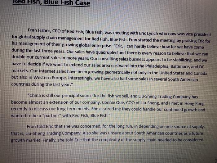Rea Fish, Blue Fish Case Fran Fisher, CEO of Red