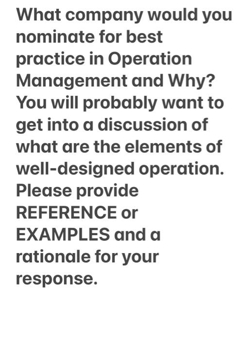 What company would you nominate for best practice