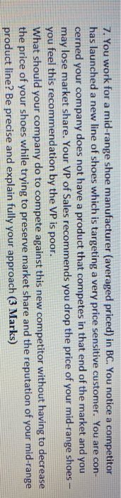 7. You work for a mid-range shoe manufacturer