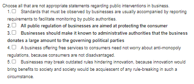 Choose all that are not appropriate statements