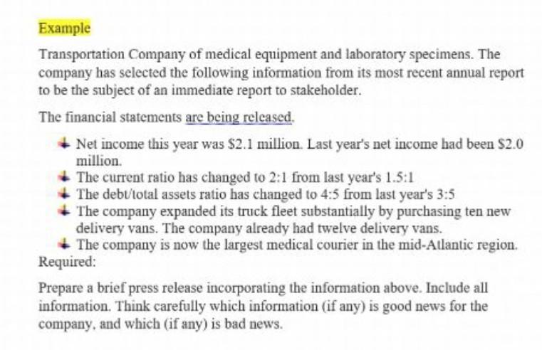 Example Transportation Company of medical