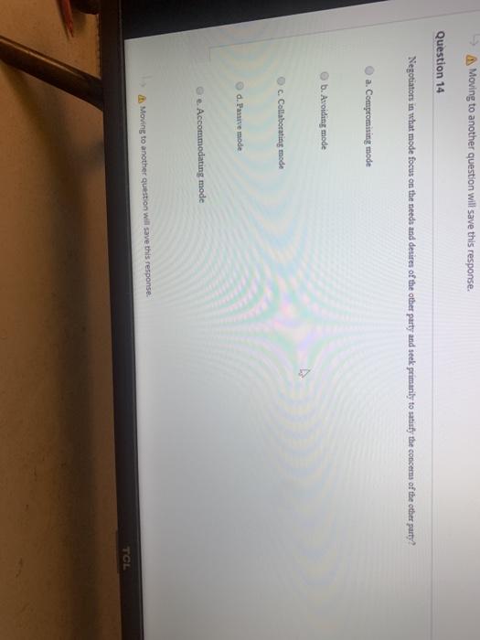 Moving to another question will save this