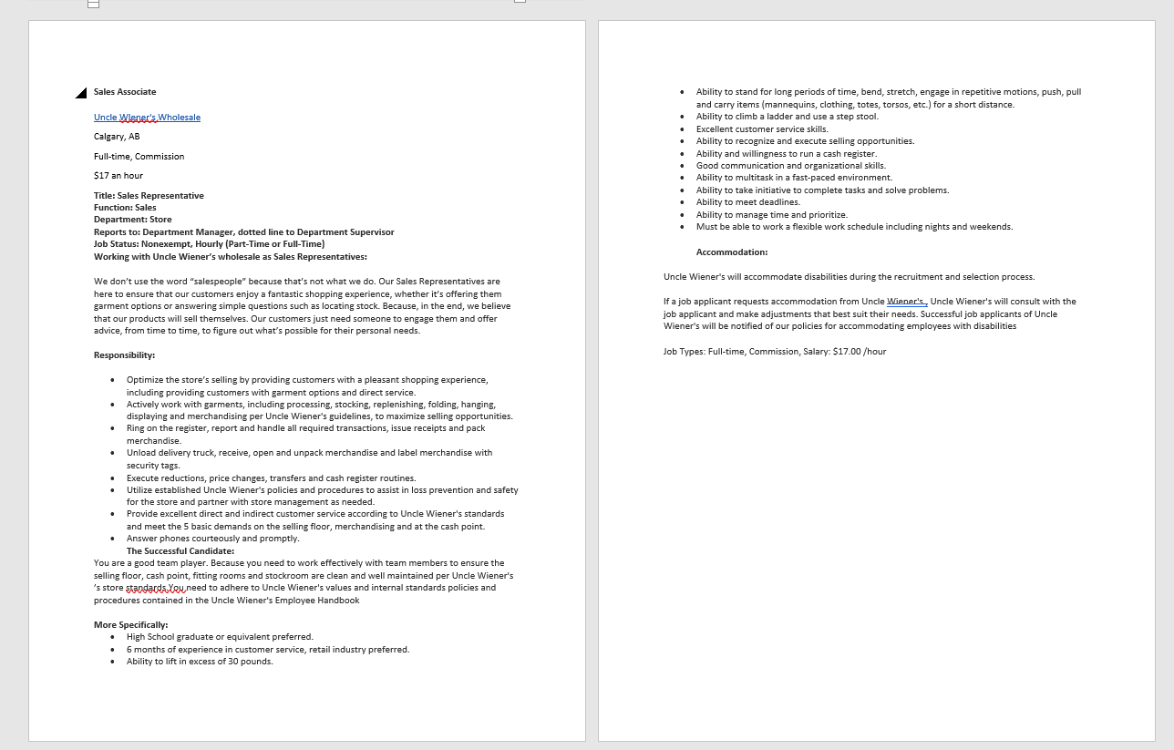 1. Choose 3 responsibilities for the Manager role