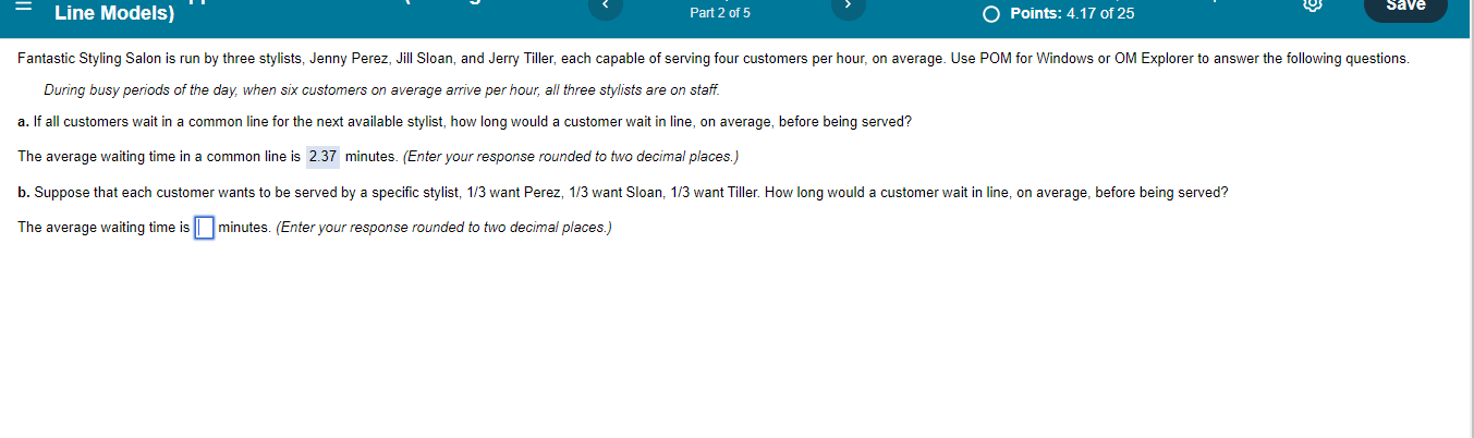 Line Models) Part 2 of 5 O Points: 4.17 of 25
