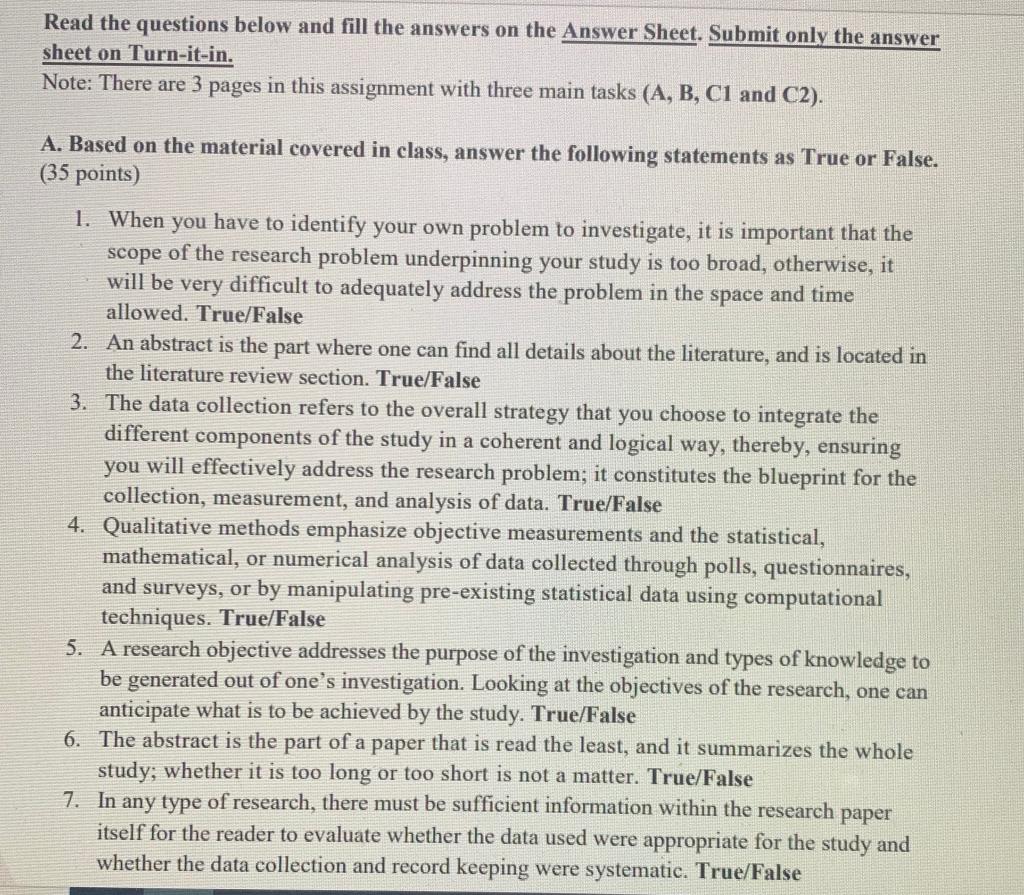 Read the questions below and fill the answers on