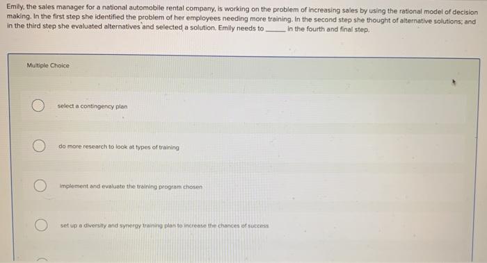 Emily, the sales manager for a national