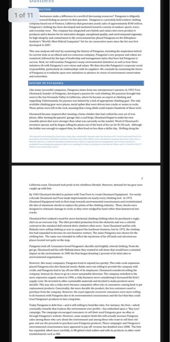 Based on your reading on Patagonia, provide your