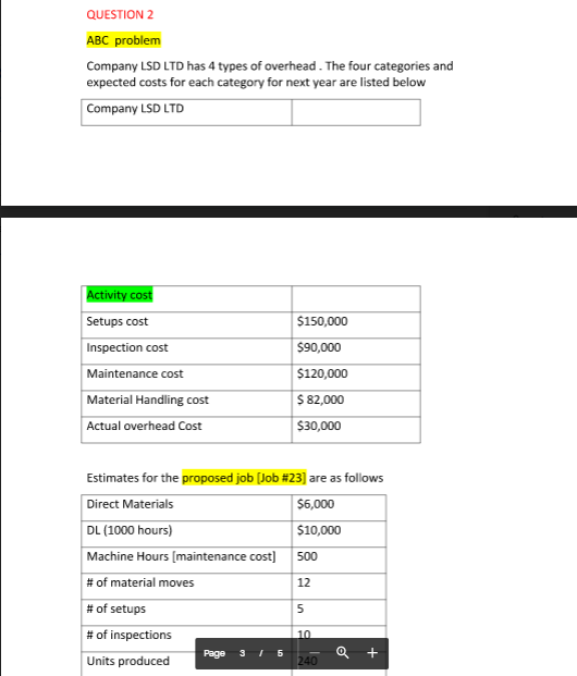 QUESTION 2 ABC problem Company LSD LTD has 4