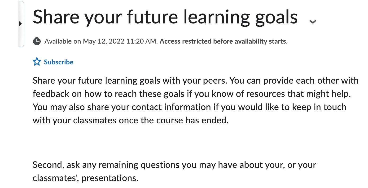 Share your future learning goals (L) Available on