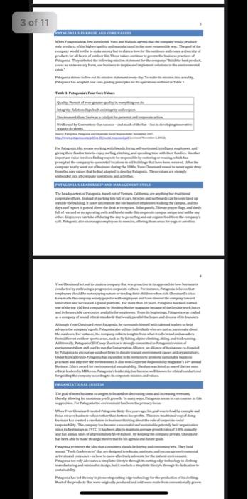 Based on your reading on Patagonia, provide your